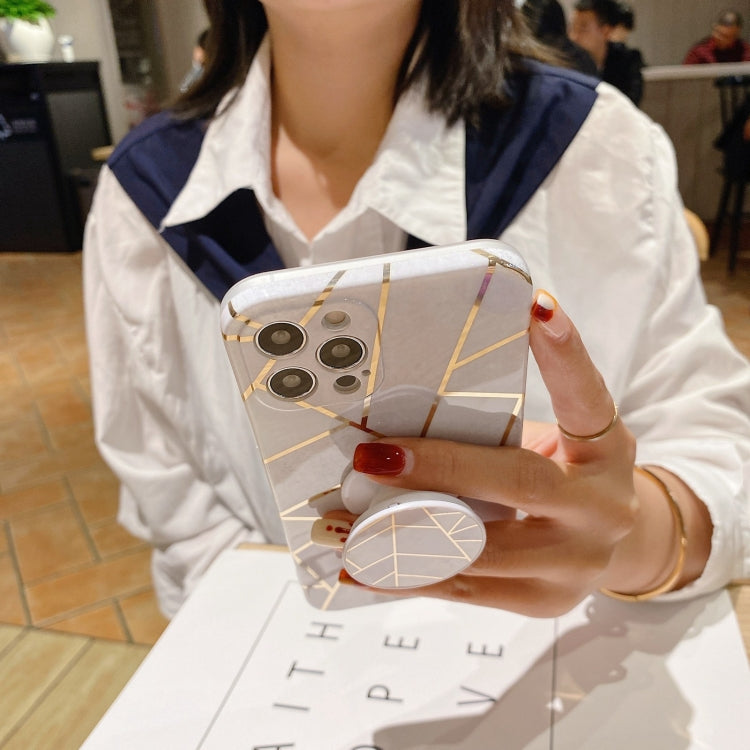 For iPhone 12 Pro Marble Pattern Shockproof Protective Case with Holder