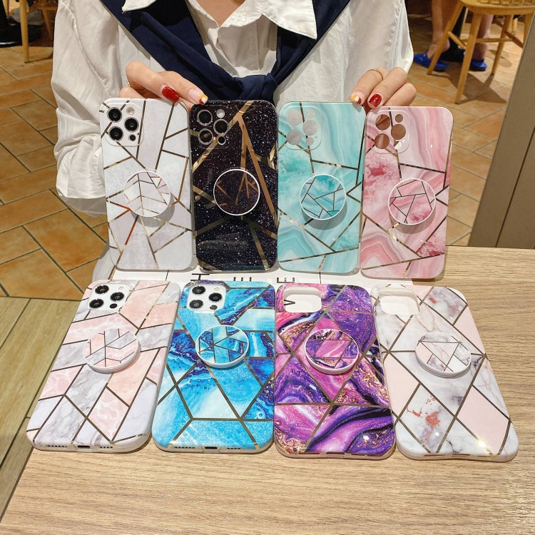 For iPhone 12 Pro Max Marble Pattern Shockproof Protective Case with Holder
