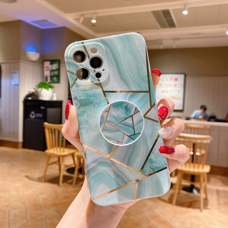 For iPhone 12 Pro Max Marble Pattern Shockproof Protective Case with Holder