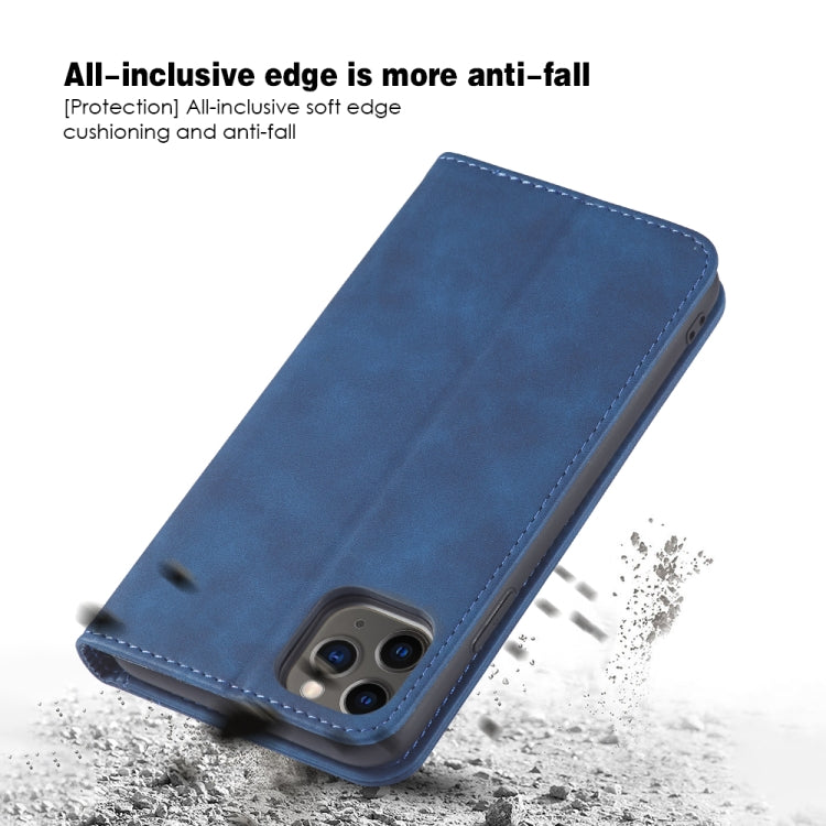 For iPhone 11 Skin-feel Calfskin Texture Magnetic Dual-Fold Horizontal Flip Leather Case with Holder & Card Slots & Wallet