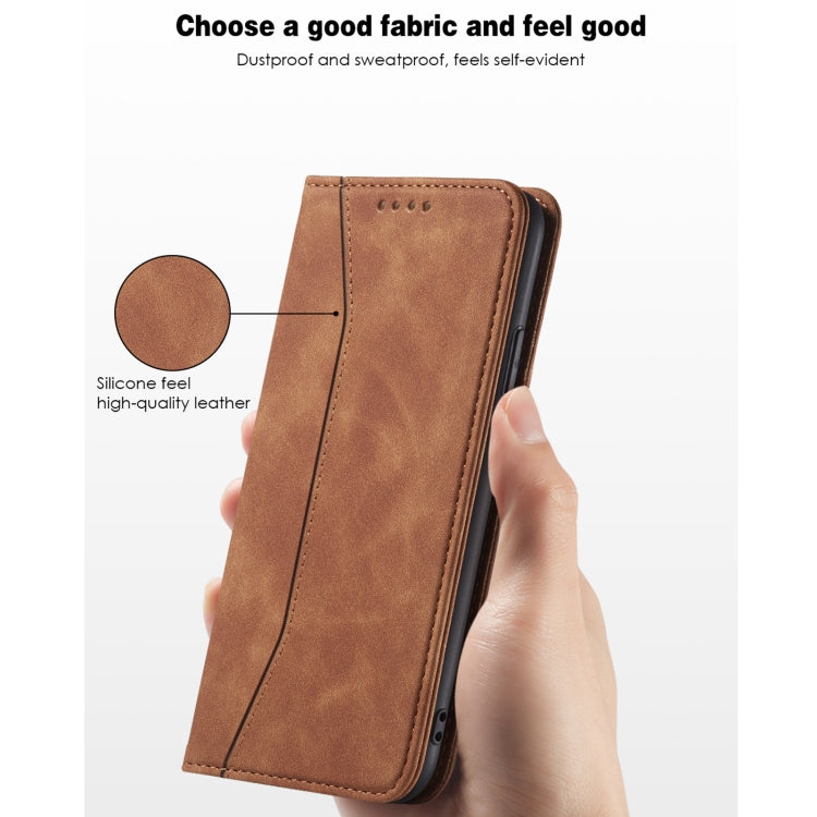 For iPhone 11 Skin-feel Calfskin Texture Magnetic Dual-Fold Horizontal Flip Leather Case with Holder & Card Slots & Wallet