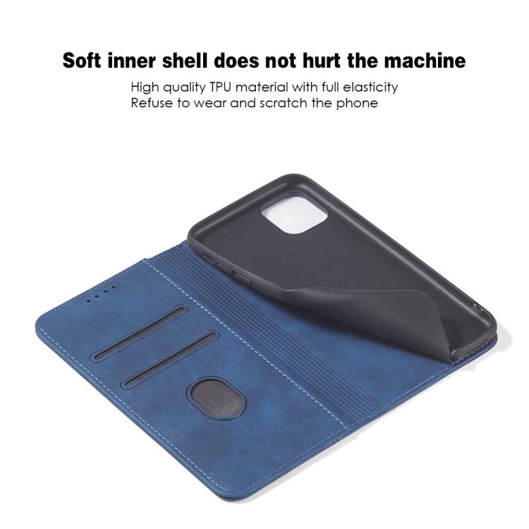 For iPhone 11 Pro Skin-feel Calfskin Texture Magnetic Dual-Fold Horizontal Flip Leather Case with Holder & Card Slots & Wallet