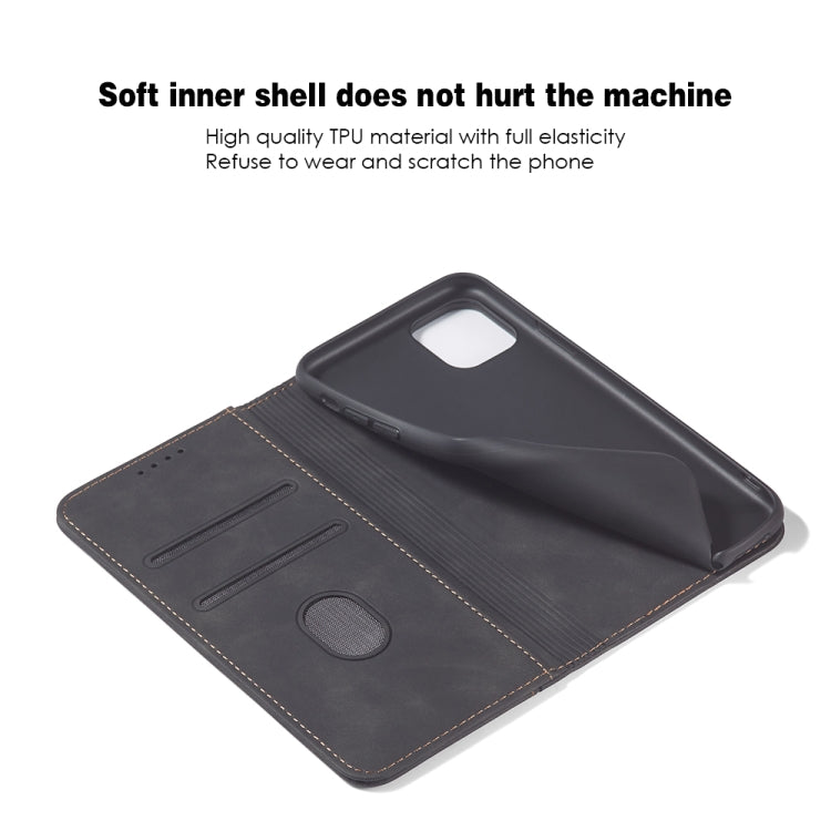 For iPhone 11 Pro Max Skin-feel Calfskin Texture Magnetic Dual-Fold Horizontal Flip Leather Case with Holder & Card Slots & Wallet