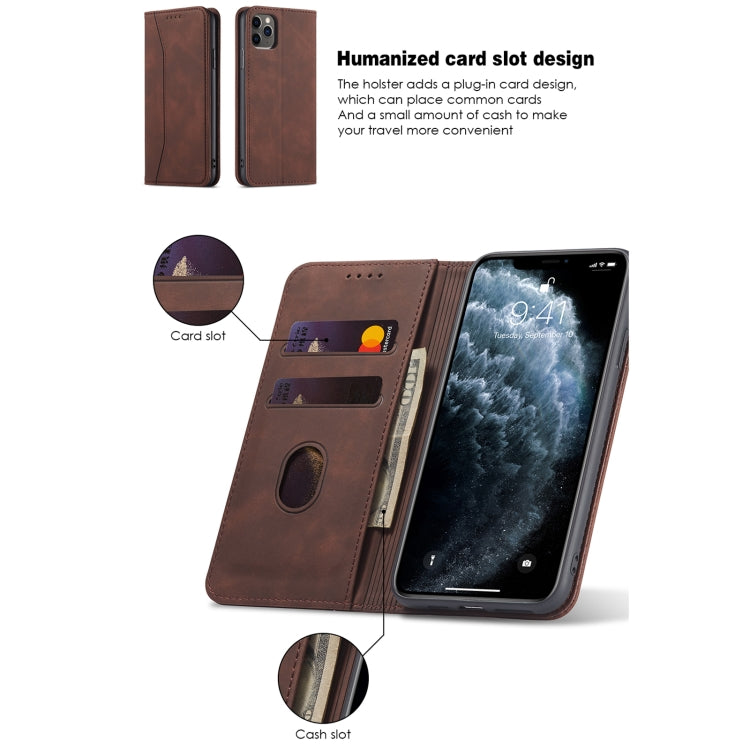 For iPhone 12 mini Skin-feel Calfskin Texture Magnetic Dual-Fold Horizontal Flip Leather Case with Holder & Card Slots & Wallet