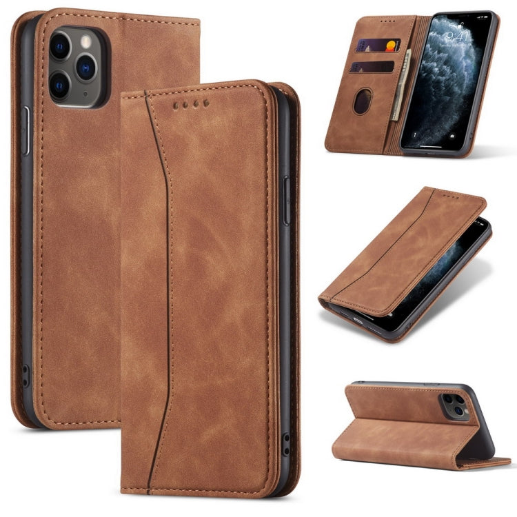 For iPhone 12 mini Skin-feel Calfskin Texture Magnetic Dual-Fold Horizontal Flip Leather Case with Holder & Card Slots & Wallet