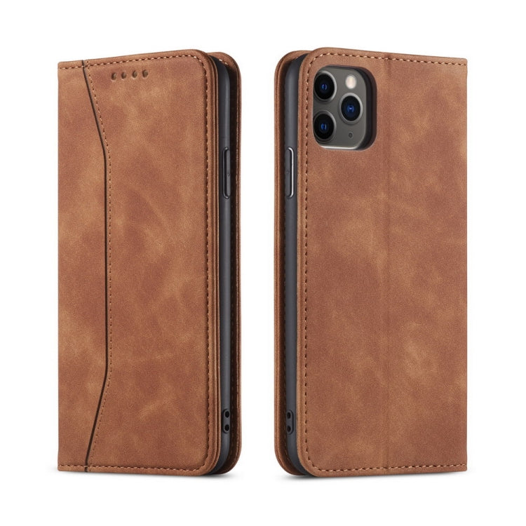 For iPhone 12 mini Skin-feel Calfskin Texture Magnetic Dual-Fold Horizontal Flip Leather Case with Holder & Card Slots & Wallet