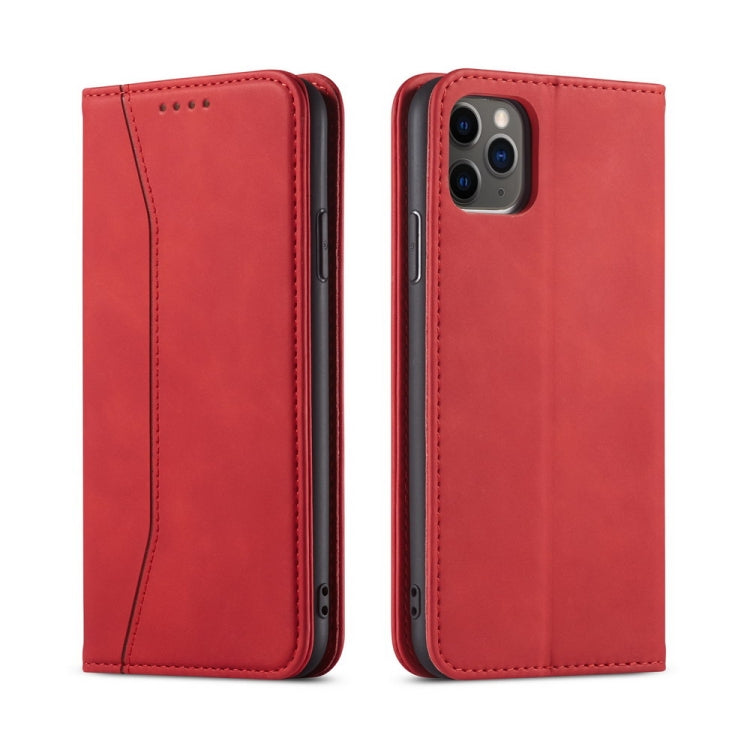 For iPhone 12 Pro Max Skin-feel Calfskin Texture Magnetic Dual-Fold Horizontal Flip Leather Case with Holder & Card Slots & Wallet