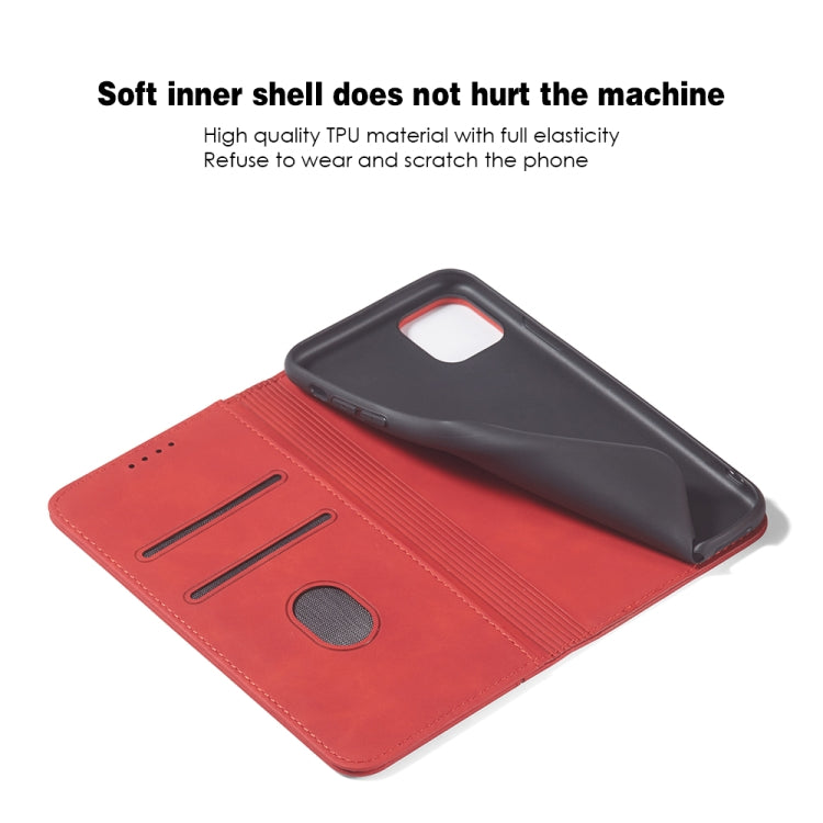 For iPhone 12 Pro Max Skin-feel Calfskin Texture Magnetic Dual-Fold Horizontal Flip Leather Case with Holder & Card Slots & Wallet