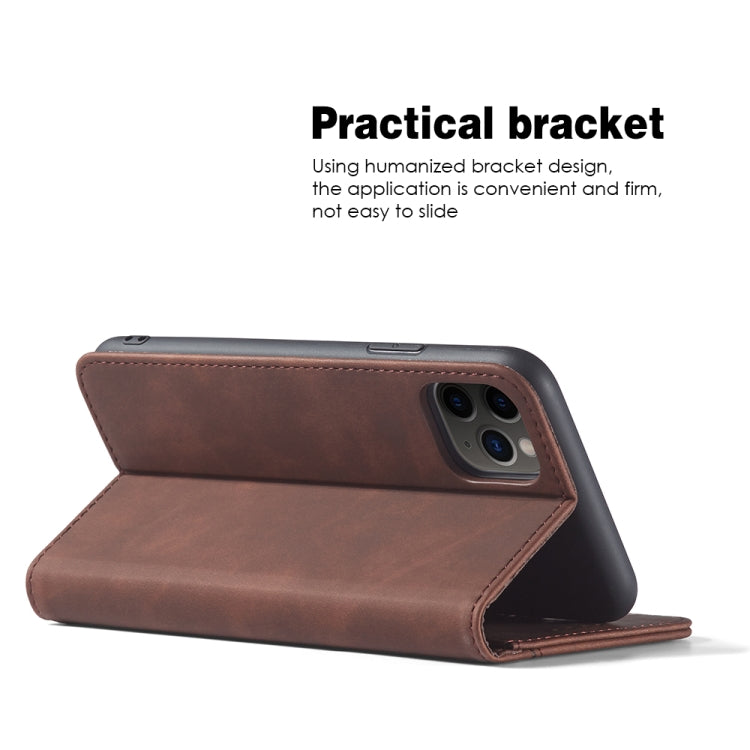 For iPhone 12 Pro Max Skin-feel Calfskin Texture Magnetic Dual-Fold Horizontal Flip Leather Case with Holder & Card Slots & Wallet