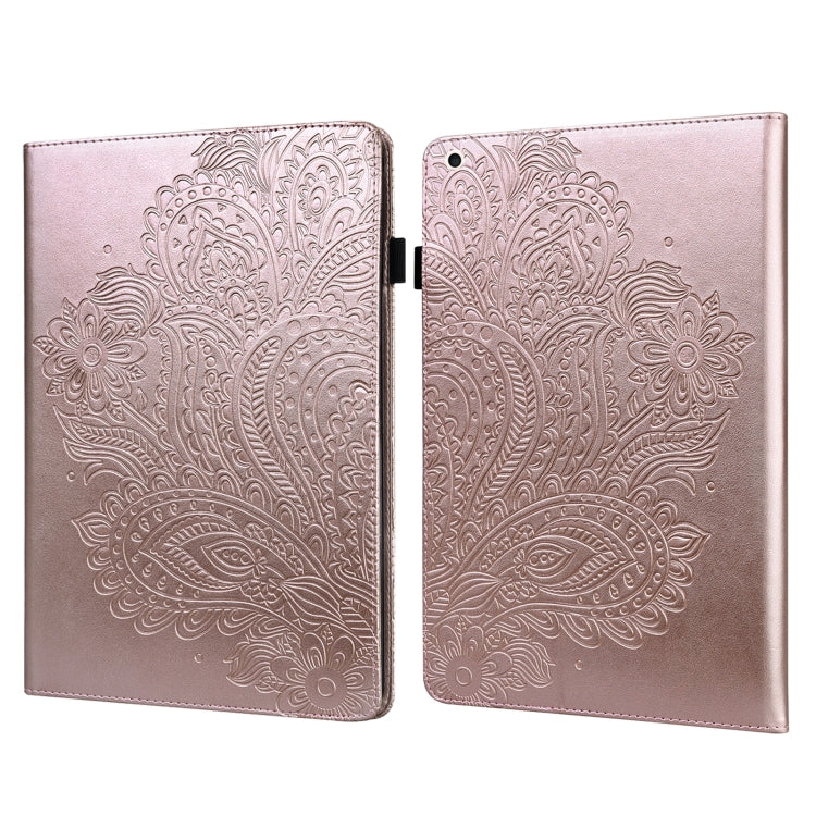 For iPad 10.2 2021 / 2020 / 2019 Peacock Embossed Pattern TPU + PU Horizontal Flip Leather Case with Holder & Card Slots & Wallet & Sleep / Wake-up Function