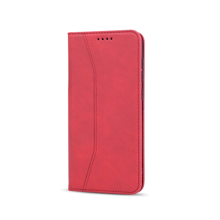 For Samsung Galaxy A21s Skin-feel Calfskin Texture Magnetic Dual-Fold Horizontal Flip Leather Case with Holder & Card Slots & Wallet