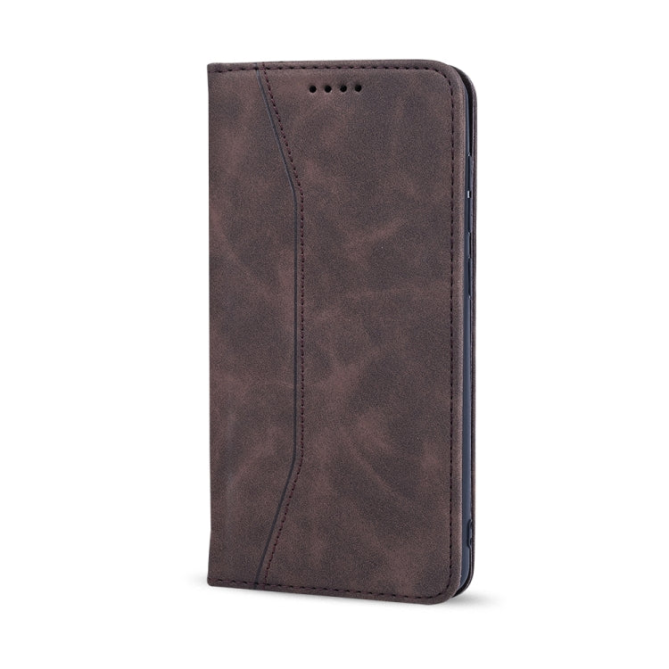 For Samsung Galaxy A21s Skin-feel Calfskin Texture Magnetic Dual-Fold Horizontal Flip Leather Case with Holder & Card Slots & Wallet