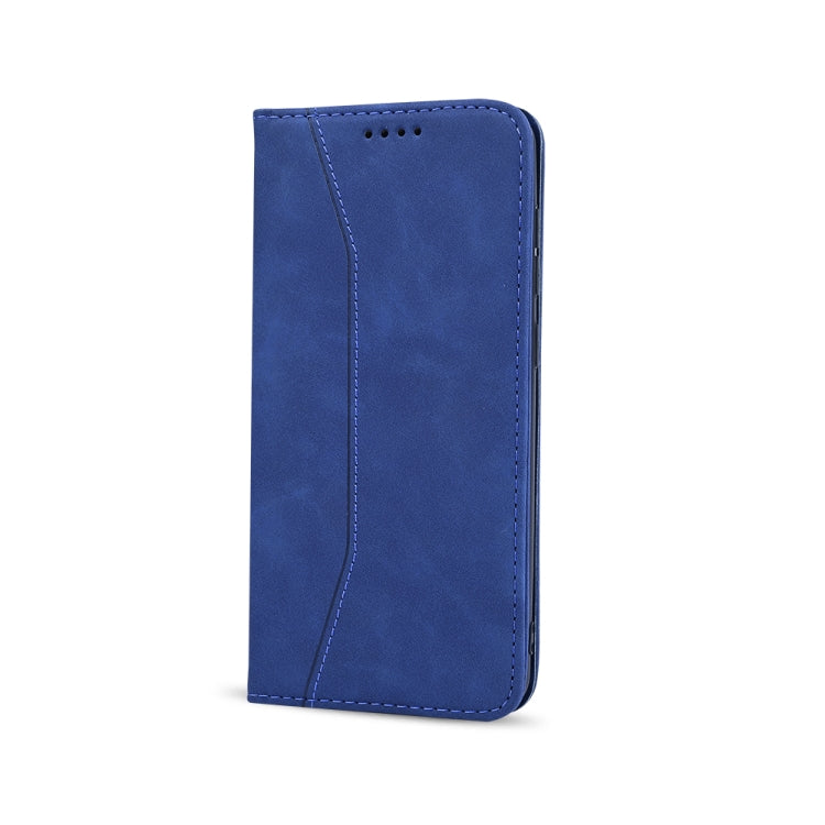 For Samsung Galaxy A21s Skin-feel Calfskin Texture Magnetic Dual-Fold Horizontal Flip Leather Case with Holder & Card Slots & Wallet