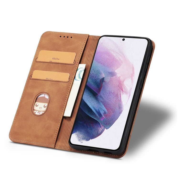 For Samsung Galaxy S21 Ultra 5G Skin-feel Calfskin Texture Magnetic Dual-Fold Horizontal Flip Leather Case with Holder & Card Slots & Wallet