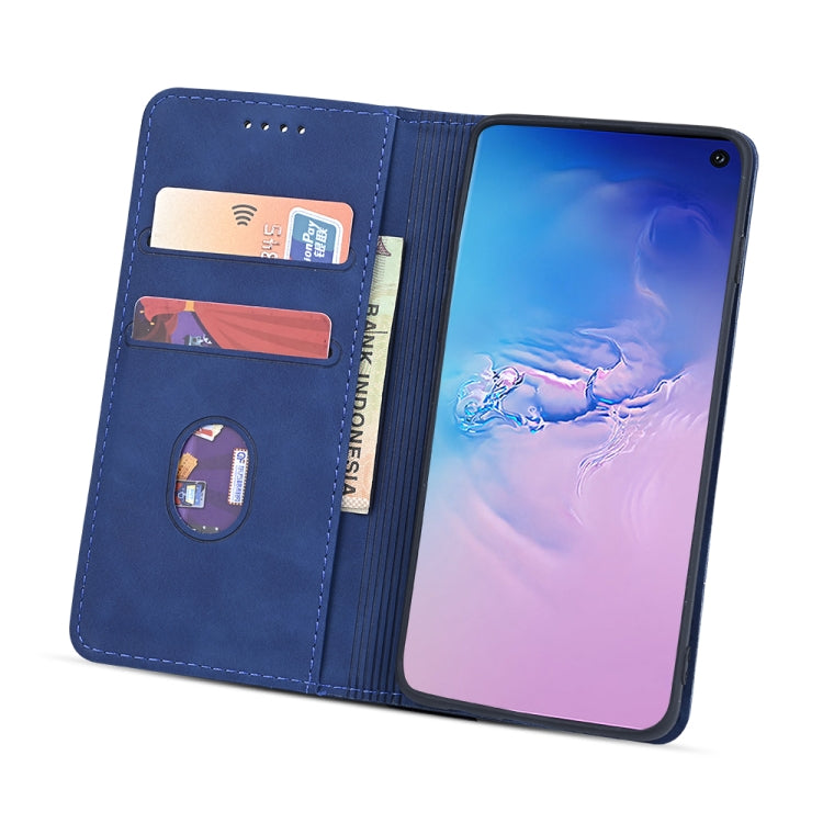 For Samsung Galaxy A51 4G Skin-feel Calfskin Texture Magnetic Dual-Fold Horizontal Flip Leather Case with Holder & Card Slots & Wallet