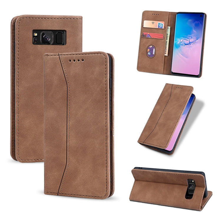 For Samsung Galaxy S8 Skin-feel Calfskin Texture Magnetic Dual-Fold Horizontal Flip Leather Case with Holder & Card Slots & Wallet