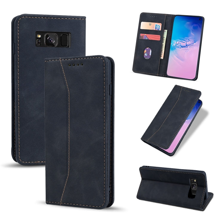 For Samsung Galaxy S8+ Skin-feel Calfskin Texture Magnetic Dual-Fold Horizontal Flip Leather Case with Holder & Card Slots & Wallet