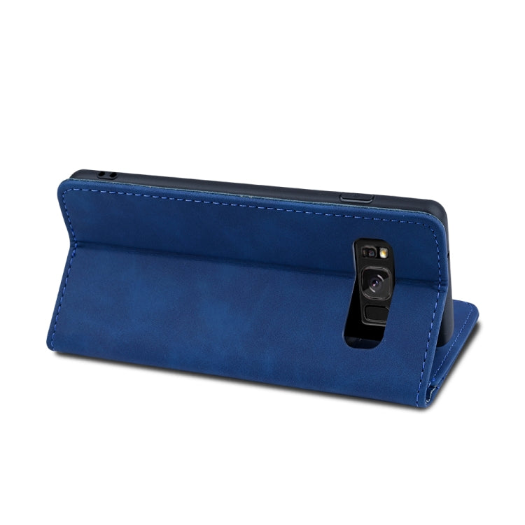For Samsung Galaxy S8+ Skin-feel Calfskin Texture Magnetic Dual-Fold Horizontal Flip Leather Case with Holder & Card Slots & Wallet