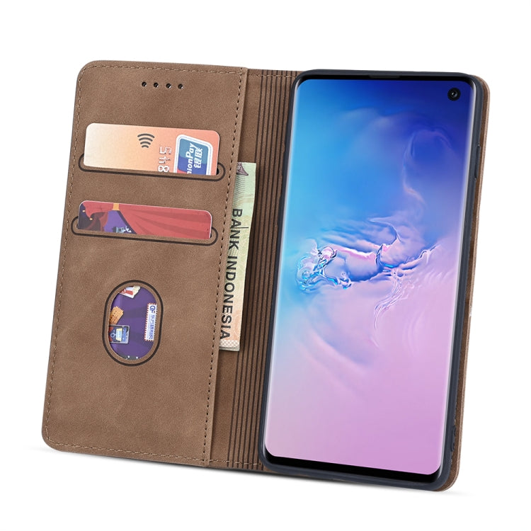 For Samsung Galaxy S8+ Skin-feel Calfskin Texture Magnetic Dual-Fold Horizontal Flip Leather Case with Holder & Card Slots & Wallet