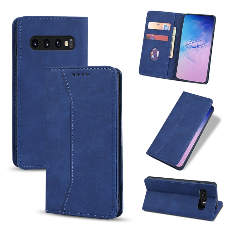 For Samsung Galaxy S10e Skin-feel Calfskin Texture Magnetic Dual-Fold Horizontal Flip Leather Case with Holder & Card Slots & Wallet