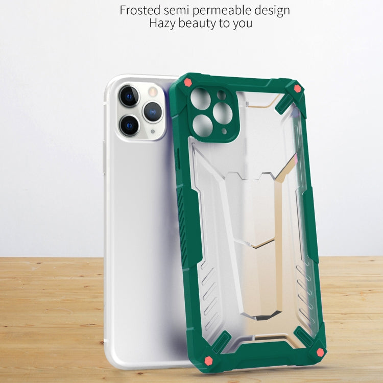 For iPhone 11 Pro Four-corner Airbag Shockproof TPU + Semi Transparent PC Case