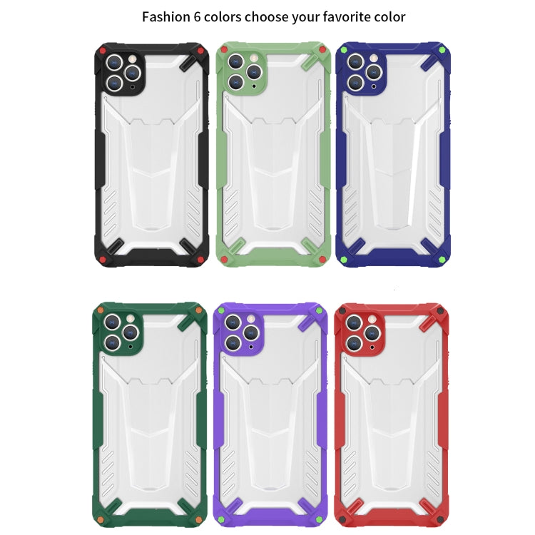 For iPhone 11 Pro Max Four-corner Airbag Shockproof TPU + Semi Transparent PC Case