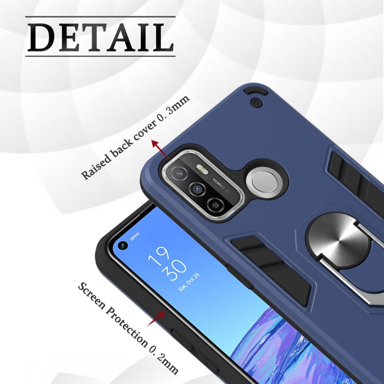 For OPPO A32 2020 / A53 / A33 2020 Armour Series PC + TPU Protective Case with Ring Holder
