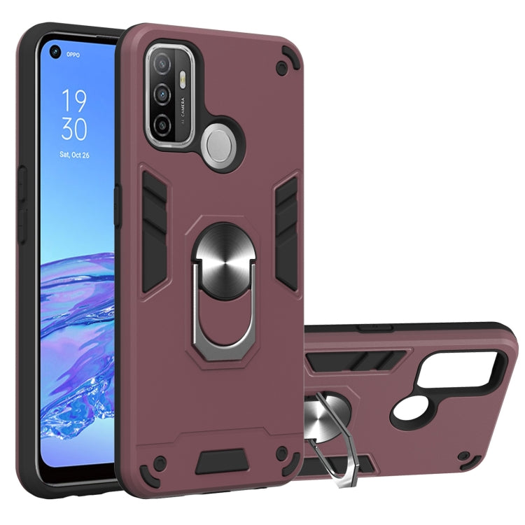 For OPPO A32 2020 / A53 / A33 2020 Armour Series PC + TPU Protective Case with Ring Holder