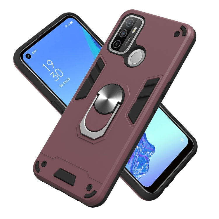 For OPPO A32 2020 / A53 / A33 2020 Armour Series PC + TPU Protective Case with Ring Holder
