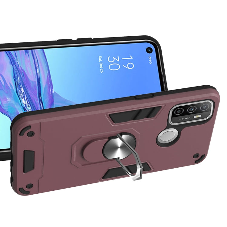 For OPPO A32 2020 / A53 / A33 2020 Armour Series PC + TPU Protective Case with Ring Holder