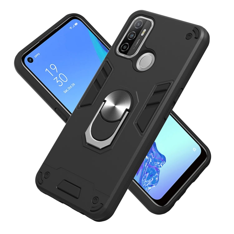 For OPPO A32 2020 / A53 / A33 2020 Armour Series PC + TPU Protective Case with Ring Holder