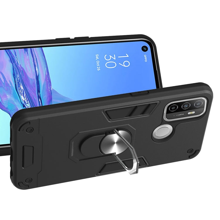 For OPPO A32 2020 / A53 / A33 2020 Armour Series PC + TPU Protective Case with Ring Holder