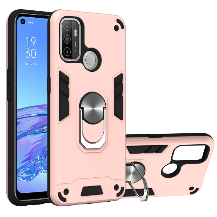 For OPPO A32 2020 / A53 / A33 2020 Armour Series PC + TPU Protective Case with Ring Holder