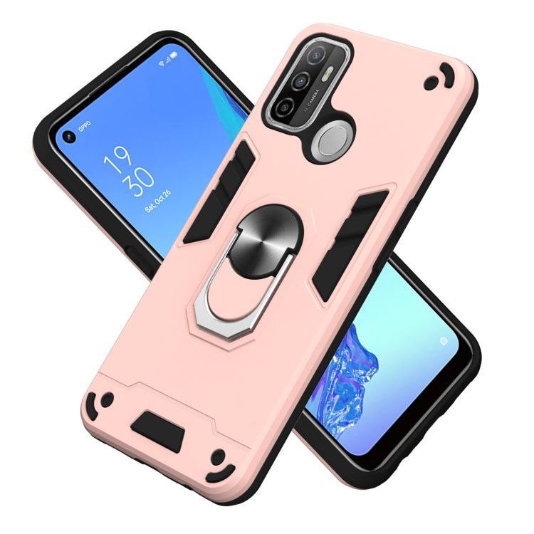 For OPPO A32 2020 / A53 / A33 2020 Armour Series PC + TPU Protective Case with Ring Holder