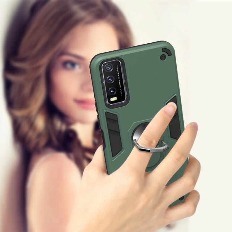 For vivo Y20 Armour Series PC + TPU Protective Case with Ring Holder