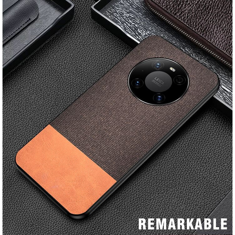For Huawei Mate 40 Pro+ Shockproof Splicing PU + Cloth Protective Case