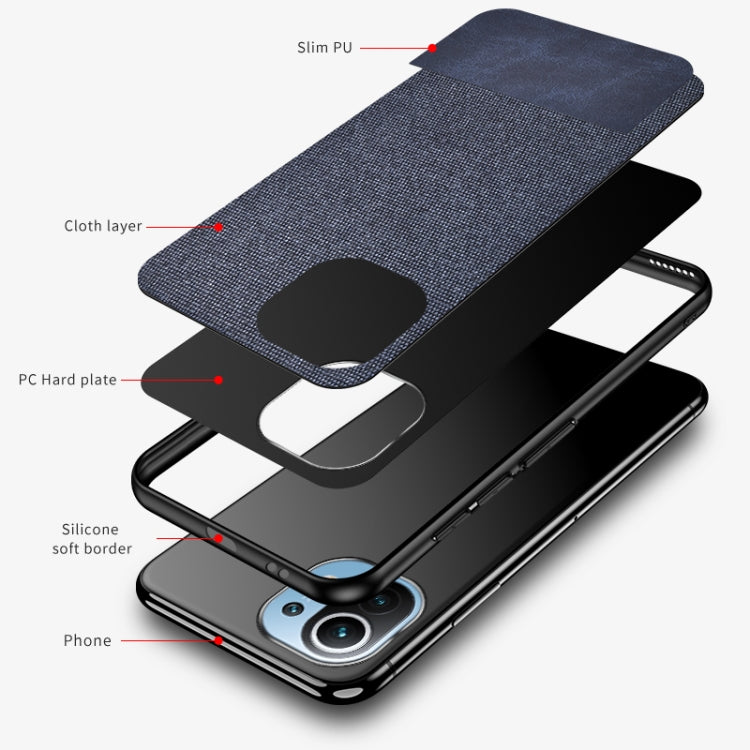 For Xiaomi Mi 11 Shockproof Splicing PU + Cloth Protective Case