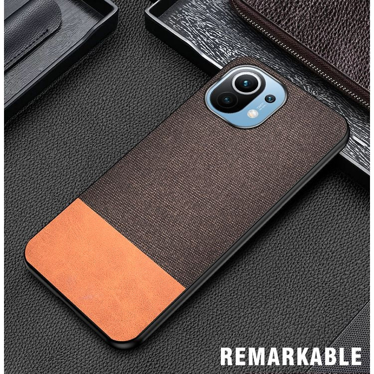 For Xiaomi Mi 11 Shockproof Splicing PU + Cloth Protective Case