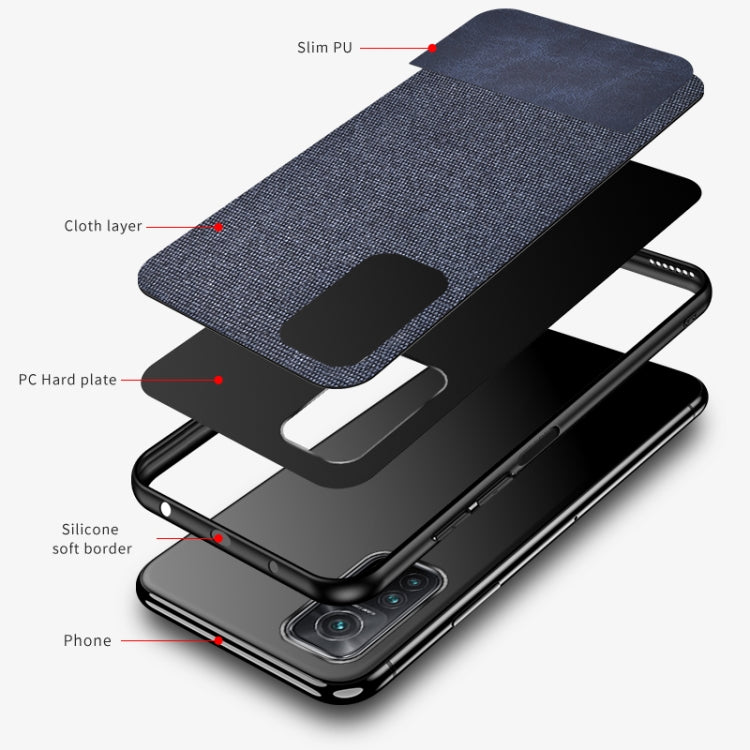 For Xiaomi Mi 10T 5G Shockproof Splicing PU + Cloth Protective Case