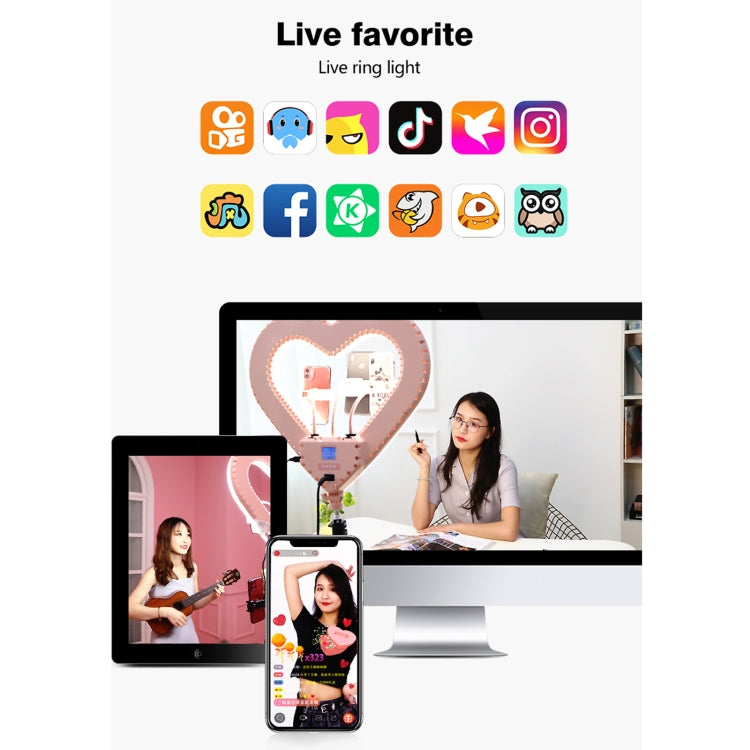RK51 51cm Heart Shape Live Broadcast Beauty Ring Selfie Fill Light without Tripod