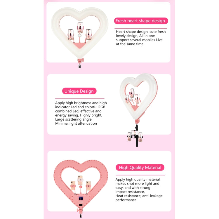 RK51 51cm Heart Shape Live Broadcast Beauty Ring Selfie Fill Light without Tripod