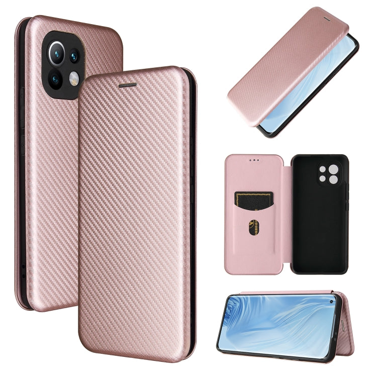 For Xiaomi Mi 11 Carbon Fiber Texture Horizontal Flip TPU + PC + PU Leather Case with Card Slot