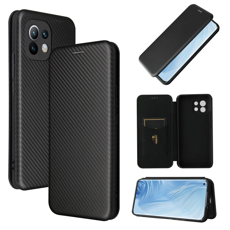 For Xiaomi Mi 11 Carbon Fiber Texture Horizontal Flip TPU + PC + PU Leather Case with Card Slot