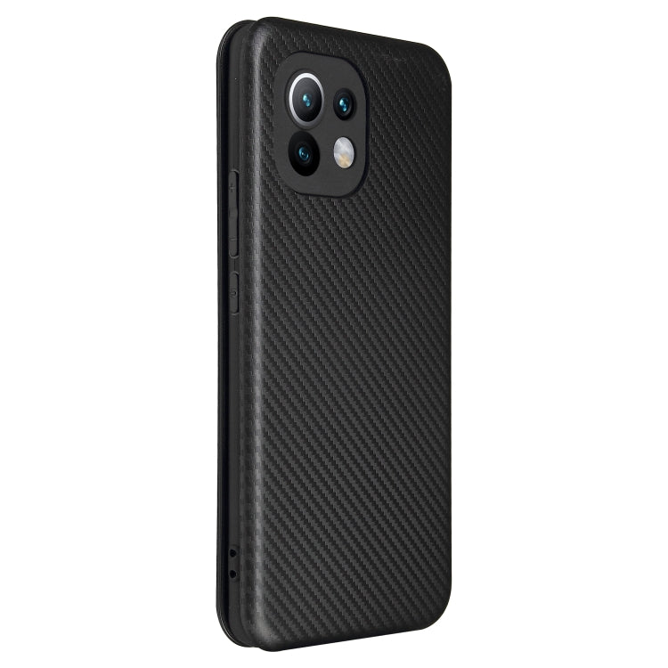 For Xiaomi Mi 11 Carbon Fiber Texture Horizontal Flip TPU + PC + PU Leather Case with Card Slot