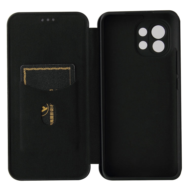 For Xiaomi Mi 11 Carbon Fiber Texture Horizontal Flip TPU + PC + PU Leather Case with Card Slot