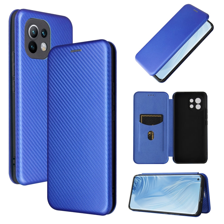 For Xiaomi Mi 11 Carbon Fiber Texture Horizontal Flip TPU + PC + PU Leather Case with Card Slot