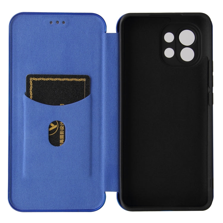 For Xiaomi Mi 11 Carbon Fiber Texture Horizontal Flip TPU + PC + PU Leather Case with Card Slot