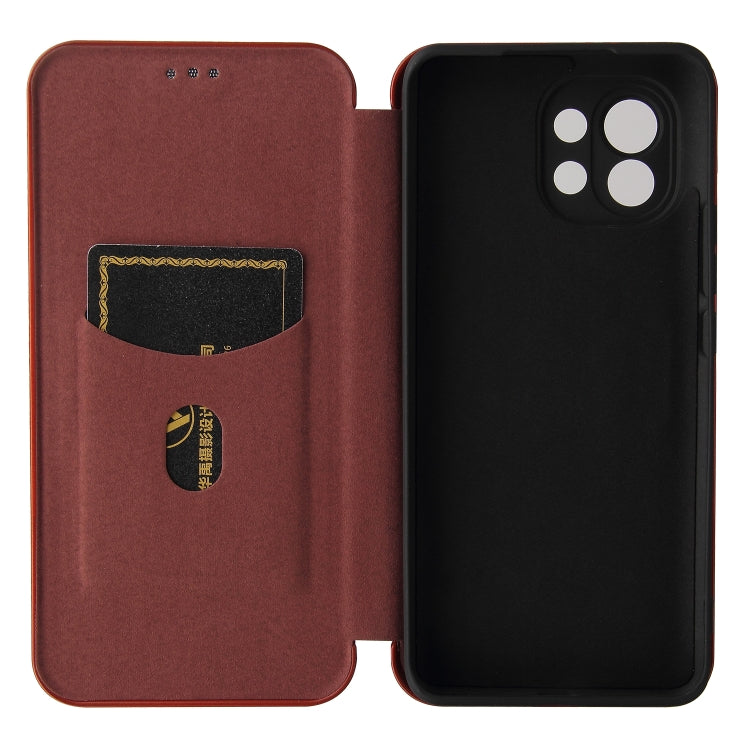 For Xiaomi Mi 11 Carbon Fiber Texture Horizontal Flip TPU + PC + PU Leather Case with Card Slot