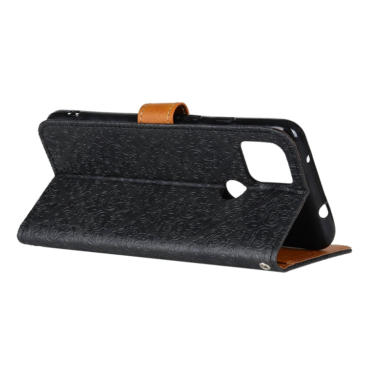 For Google Pixel 4a European Floral Embossed Copper Buckle Horizontal Flip PU Leather Case with Holder & Card Slots & Wallet & Photo Frame