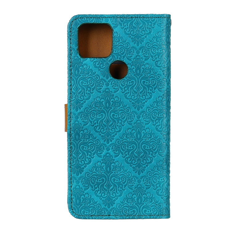For Google Pixel 4a European Floral Embossed Copper Buckle Horizontal Flip PU Leather Case with Holder & Card Slots & Wallet & Photo Frame
